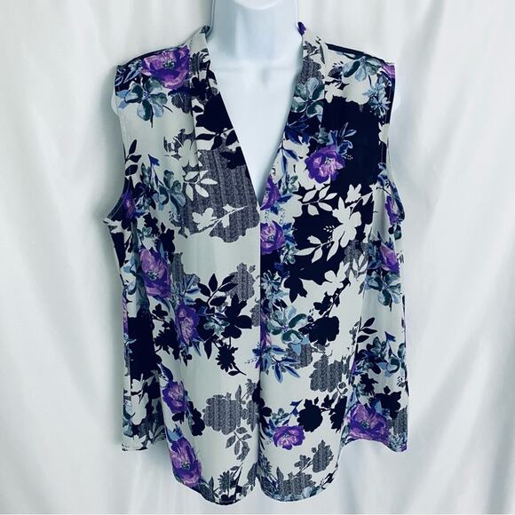 Nine West Floral Blouse Size Large - Picture 1 of 9
